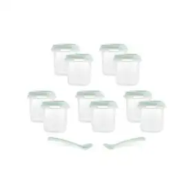 Set 10 recipiente ermetice gradate si 2 lingurite Miniland Mint 200 ml