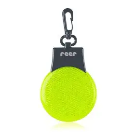 Lumina de siguranta LED reflectorizanta cu semnalizare intermitenta, verde fluorescent, cu carabina de agatare, Reer Light&Go 53253