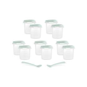 Set 10 recipiente ermetice gradate si 2 lingurite Miniland Mint 200 ml