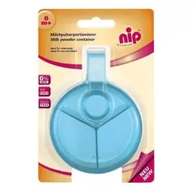 Recipient pentru lapte praf cu capac rotativ si 3 compartimente, 9 x 6 cm, 0+ luni, nip 37048