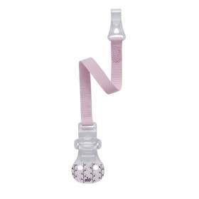 Lant cu carlig de prindere pentru suzete, banda textila, 0+ luni, nip 38374, roz