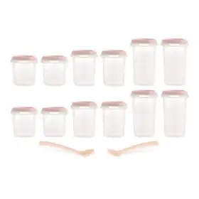 Set 12 recipiente gradate cu 2 lingurite Miniland Terra 200, 250 si 330 ml