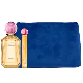 Chopard Set Luxury Naturals Perfumery, Happy Bigaradia, Apa de Parfum 100 ml + Apa de Parfum 10 ml +  Geanta Textila cu Piele Sintetica, Trouse Pouche, Blue, pentru Femei, 2.4 x 9 x 6.2 cm