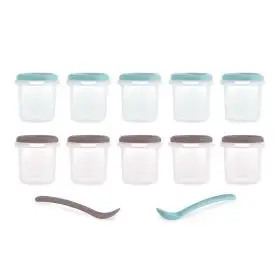 Set 10 recipiente ermetice gradate cu 2 lingurite Miniland Terra 200 ml