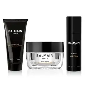 Set Balmain Professionnel Barbati – Scrub pentru Scalp, 100 g + Ulei de Barba, Definire si Textura, Dimethicone, 30 ml + Men, 2-In-1 Sampon si Gel de Dus, Glycerin, 200 ml