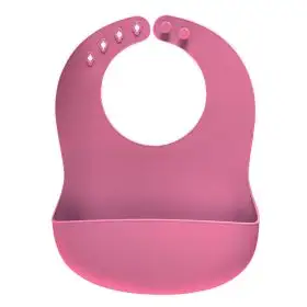 Bavetica din silicon moale cu buzunar colector pentru bebelusi, reglabila, roz, Reer Eat`n Tidy 25044