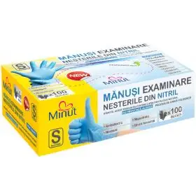 Manusi nitril nepudrate albastre Minut, marimi S, M, L