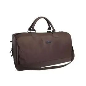 Hugo Boss, Duffle, Synthetic Leather, Textile Handbag, Weekend Bag, Dark Brown, 50 x 18 x 31 cm
