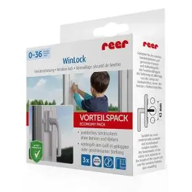 Pachet economic 3 sigurante pentru usi de balcon si ferestre, fara gaurire sau lipire, albe, Reer WinLock 70060