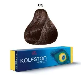Vopsea de par permanenta, Wella Professionals, Koleston Perfect,  5/3 Saten deschis auriu, 60 ml