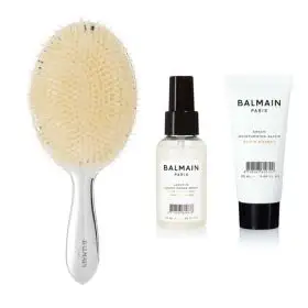 Set Balmain Professionnel Femei – Perie de Par, Silver + Elixir Hidratant cu Ulei de Argan, pentru Densitate si Vitalitate, 20 ml + Apa Parfumata de Par, Silk, 50 ml