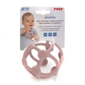 Jucarie pentru dentitie si minge 2in1, silicon, roz, 0 luni+, Reer Bite&Play 79284