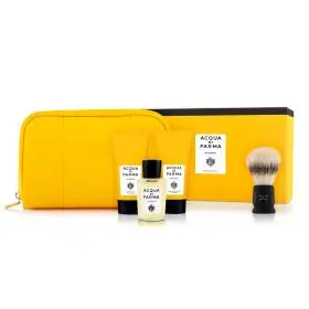 Set cadou Acqua di Parma: Pensula de ras fata + Barbiere, Hidratant, Balsam dupa soare, 40 ml + Barbiere, Crema de ras, 40 ml +  Apa de Colonie, 20 ml + Acqua di Parma, Produse de toaleta, Husa textila GWP, Galben