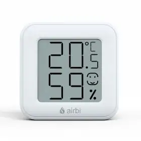 Termometru si higrometru digital de camera, ecran LCD, memorie, suport expandabil cu magnet, alb, AirBi SMILE BI1040