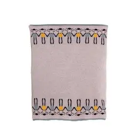 Paturica Tricotata din Bumbac Gri cu Maimute Colorate