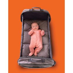  POD317 Landou compact bebelusi, tip geanta, pentru calatorii Bizzi Growin Gri