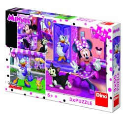  335226_08 Puzzle 3 in 1 - O zi cu Minnie (55 piese) Dino Multicolor