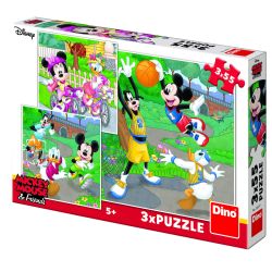  335271_08 Puzzle 3 in 1 - Mickey si Minnie sportivii (55 piese) Dino Rosu