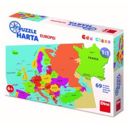  712133_08 Puzzle geografic - Harta Europei (69 piese) Dino Multicolor