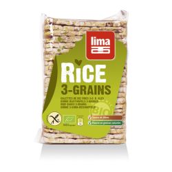 Rondele de orez expandat cu 3 cereale eco 130g  Lima 