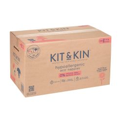 Scutece Hipoalergenice Eco Kit&Kin, Marimea 6, 14 kg+, 96 buc Alb