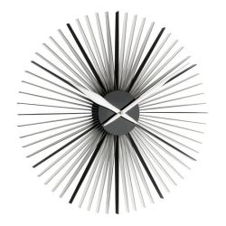 Ceas de perete analog XXL, colorat, creat de designer, model DAISY, negru/transparent, TFA 60.3023.01 Negru