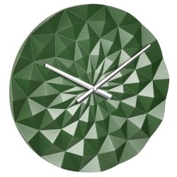 Ceas geometric de precizie, analog, de perete, creat de designer, model DIAMOND, verde metalic, TFA 60.3063.04 Verde