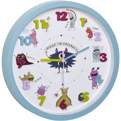 Ceas de perete pentru copii, silentios, cu animale si cifre 3D, TFA Little Monsters 60.3051.20 Multicolor