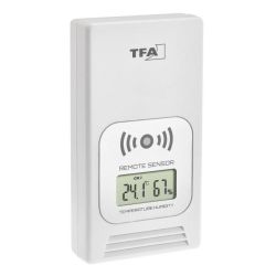 Transmitator wireless digital pentru temperatura si umiditate, afisaj LCD, alb, TFA 30.3241.02 Alb