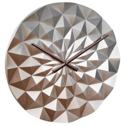 Ceas geometric de precizie, analog, de perete, creat de designer, model DIAMOND, roz auriu metalic, TFA 60.3063.51 Albastru