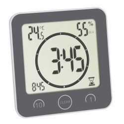 Ceas digital cu timer si termohigrometru pentru bucatarie si baie TFA 60.4001.10 Negru