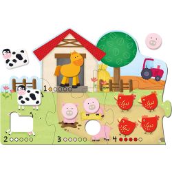 Puzzle - Numaram animalele de la ferma ( 6 piese) 