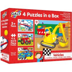 Set 4 puzzle-uri Vehicule (4, 6, 8, 12 piese) Multicolor