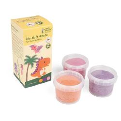 Set Plastilina organica, pentru copii, 2 ani+, 3 culori, moale, nelipicioasa, usor de modelat, roz/mov/bej, Grunspecht 680-V1 Multicolor