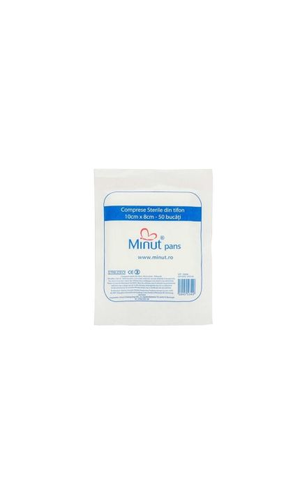 Comprese sterile taiate Minut 10x8 cm, 25 buc 
