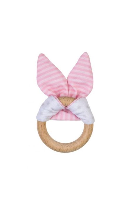 Jucarie Dentitie Nature Iepuras Roz Albastru