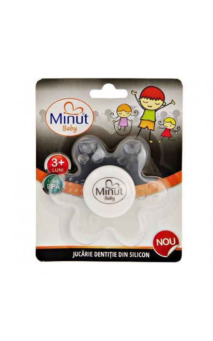 Jucarie dentitie floare silicon Minut Baby, 3+ 