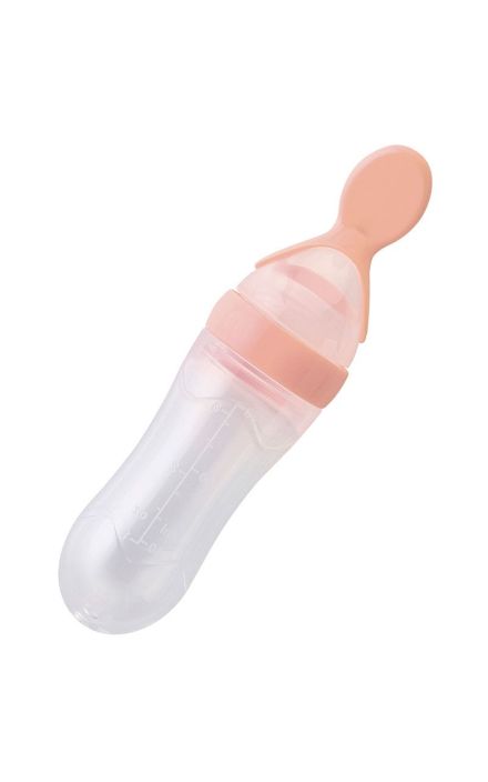 Lingurita Silicon cu Rezervor Gradat Roz 90 ml Roz