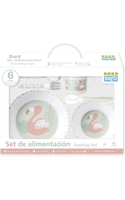 SET ALIMENTATIE FLAMINGO PARTY 6PIESE Verde
