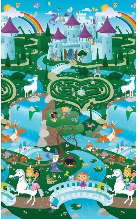 Covoras de Joaca cu Doua Fete pentru Copii Prince Lionheart City / Fantasyland Multicolor