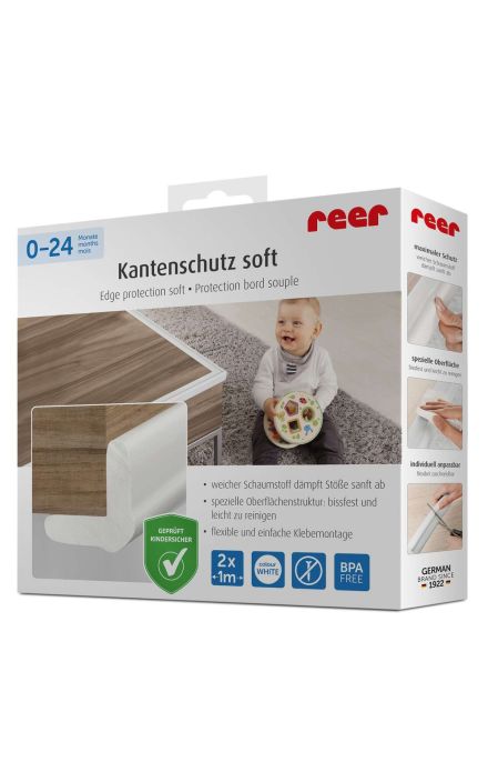 Set 2 benzi de protectie universala din spuma poliuretan pentru muchii si colturi, rezistente la muscaturi, albe, 2 x 1 m, Reer 82040 