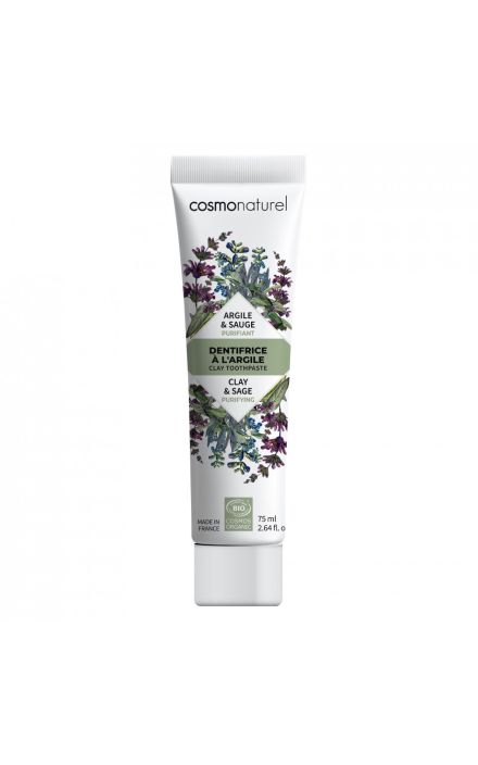 Pasta de dinti BIO pentru curatarea dintilor cu argila si salvie 75 ml COSMO NATUREL 