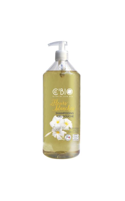 Sampon si gel de dus organic 2 in 1 cu flori albe 1000 ml CE'BIO 