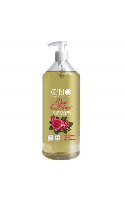 Sampon si gel de dus organic 2 in 1 cu trandafiri 1000 ml CE'BIO 