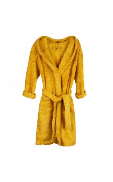 Halat de Baie Frotir din Bambus pentru Copii 8-10 ani Ocher Galben