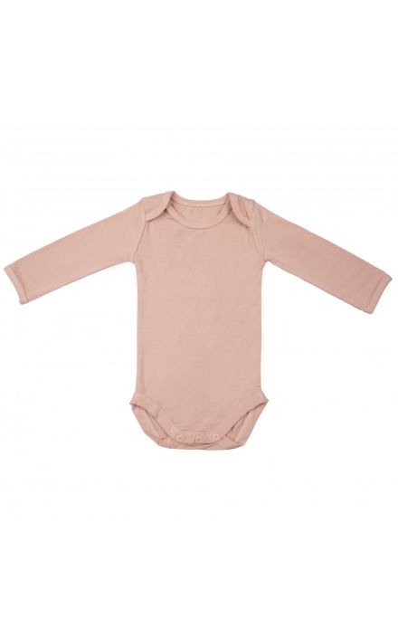 Body cu Maneca Lunga, din Bambus Misty Rose 74-80 Roz