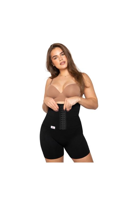 Colanti scurti modelatori cu centura abdominala postnatala integrata, WonderMom Negri marimea M Negru