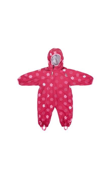 Combinezon Impermeabil Fleece Red Flowers 18-24 luni Roz