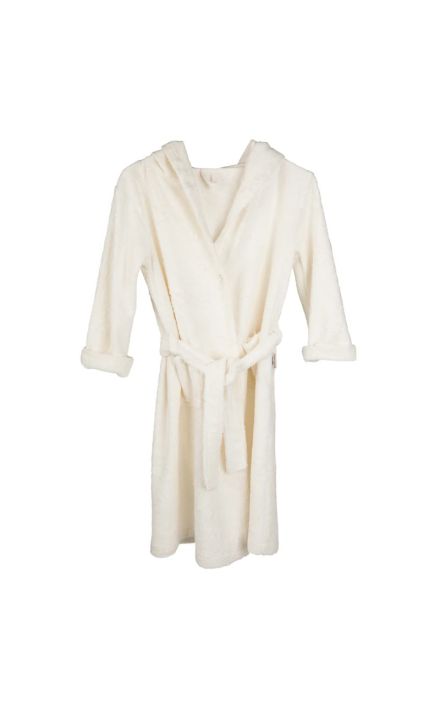 Halat de Baie Frotir din Bambus pentru Copii 8-10 ani Daisy White Alb