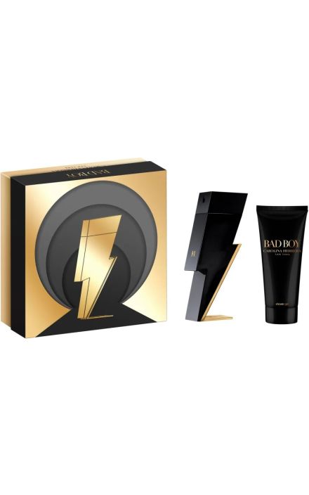 Set Carolina Herrera pentru Barbati: Bad Boy Extreme, Apa De Parfum, 100 ml + Bad Boy Extreme, Gel de dus revitalizat pentru toate tipurile de piele, 100 ml 
